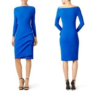 La Petite Robe di Chiara Boni Blue Ponte 3/4 Sleeve Sheath Dress Size 44